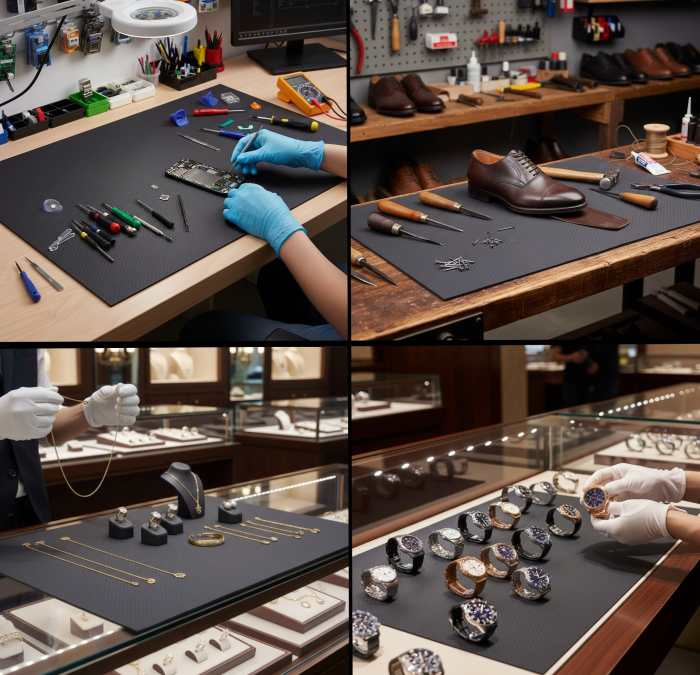 Covoras tip suprafata de lucru sau prezentare bijuteri/ceasuri, 90x45 cm, gri, antiderapant [2]