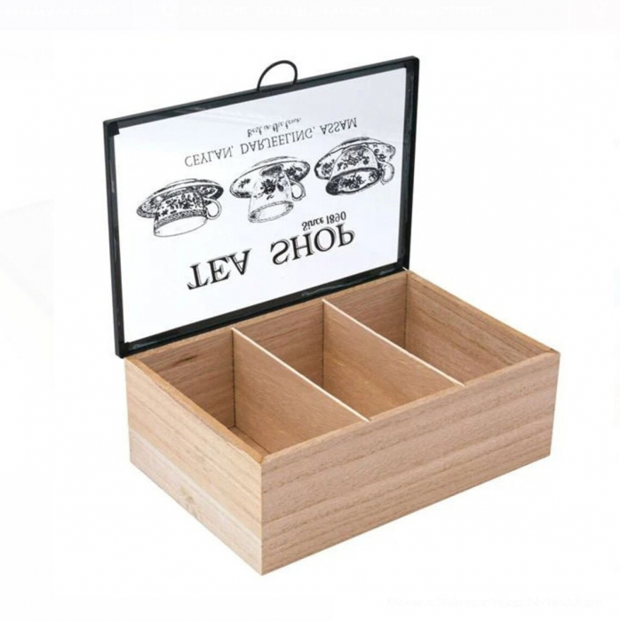 Cutie din lemn pentru ceai , 3 compartimente, 24x16x8,5 cm [2]