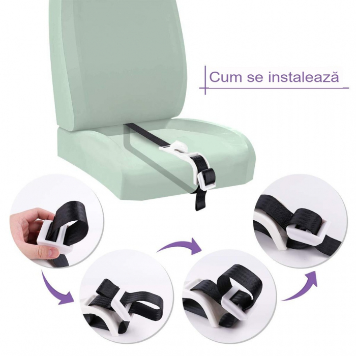 Deviator centura de siguranta, pentru burtica gravidelor, universal, ajustabil, alb [3]