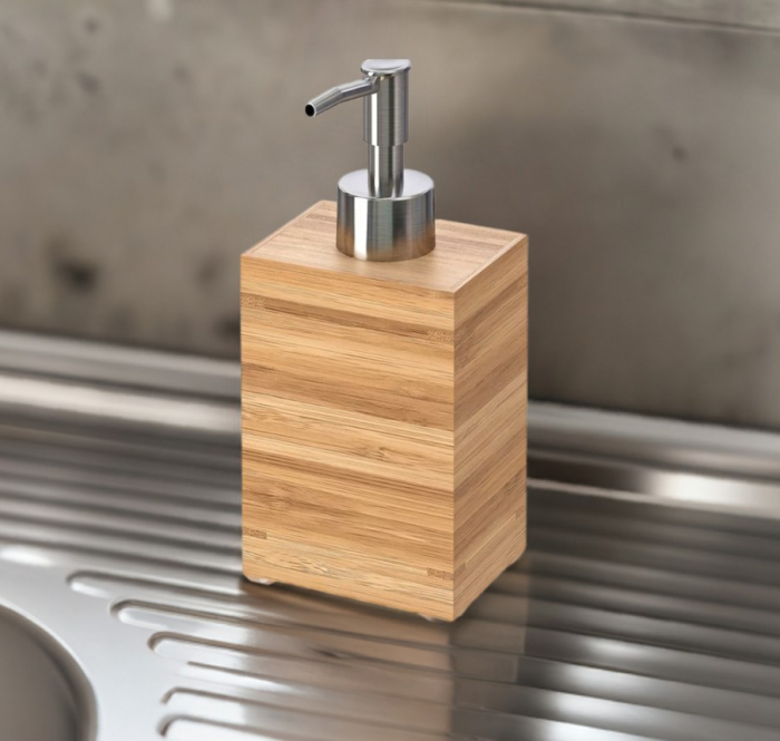 Dozator din bambus pentru sapun lichid, 9x7x16 cm [2]