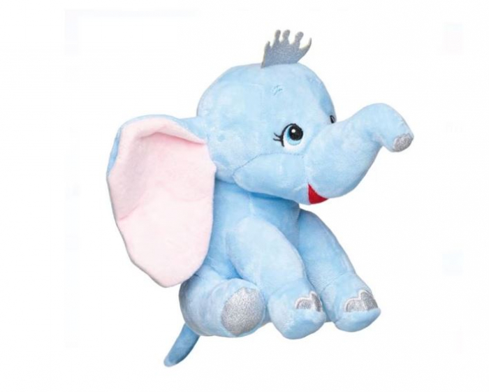 Elefant de plus cu coronita, albastru, 21 cm [2]