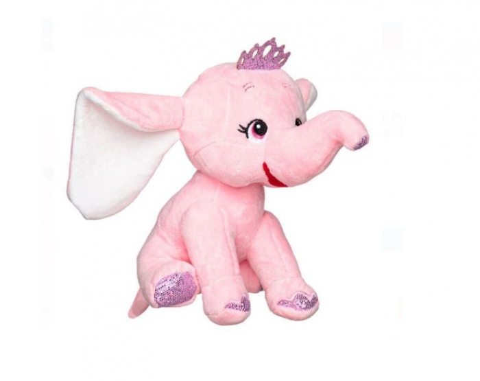 Elefant de plus cu coronita, roz, 21 cm [2]
