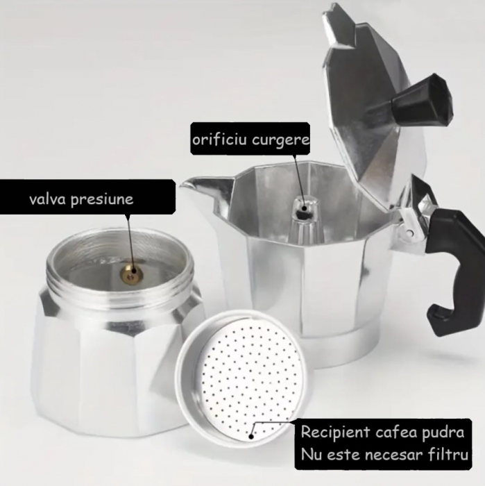 Espressor cafea tip Mocapot, din aluminiu, 17 cm [4]