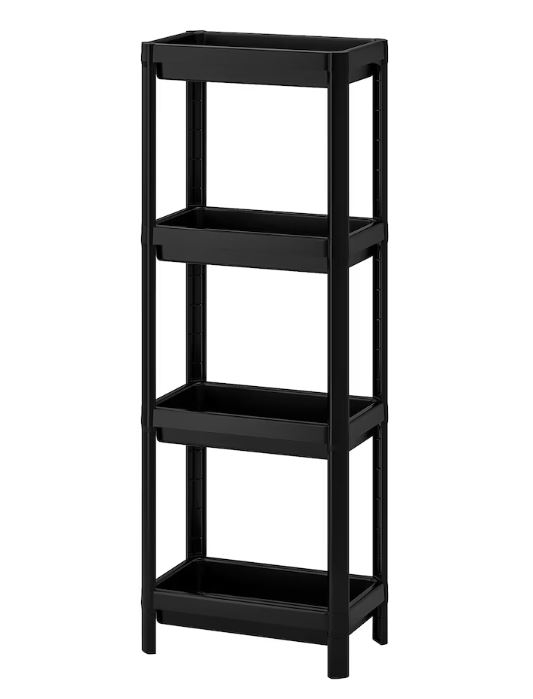 Etajera neagra cu 4 rafturi din plastic polipropilenic, 36x23x100 cm [3]