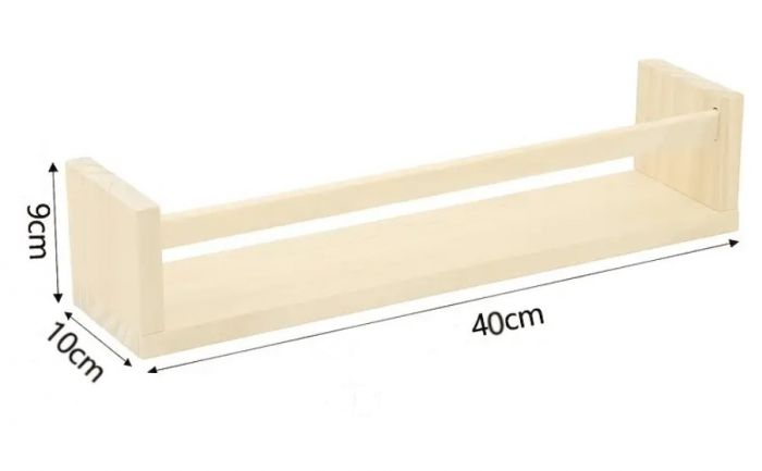 Raft tip etajera, lemn nature din plop, feronerie montare inclusa, 40x10x9 cm [5]
