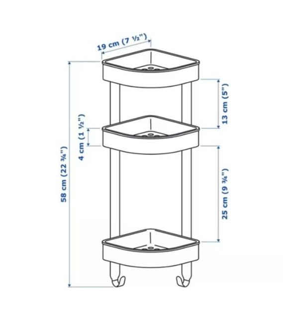Etajera tip coltar pentru baie din inox, 58x19 cm [4]