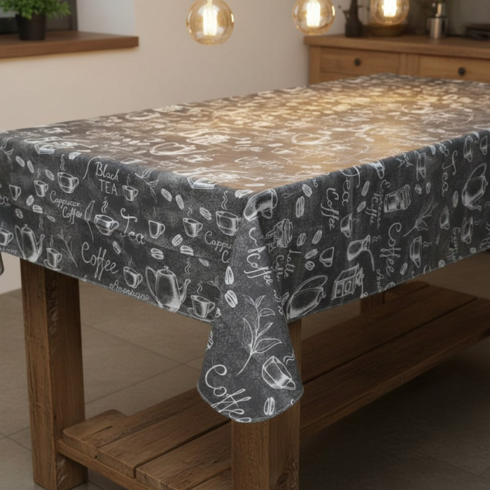 Fata de masa, gri, textil plastifiat, 180x140 cm [2]