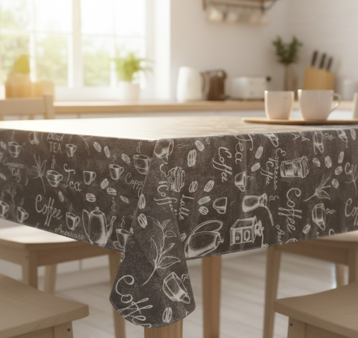 Fata de masa, gri, textil plastifiat, 180x140 cm [3]