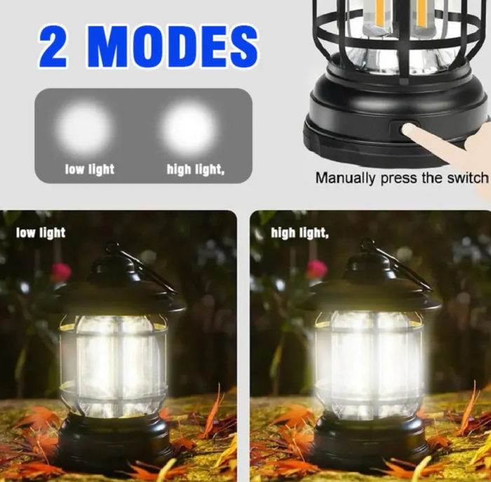 Felinar camping cu 3 LED-uri, rezistent la apa, 2 intensitati de iluminare [6]
