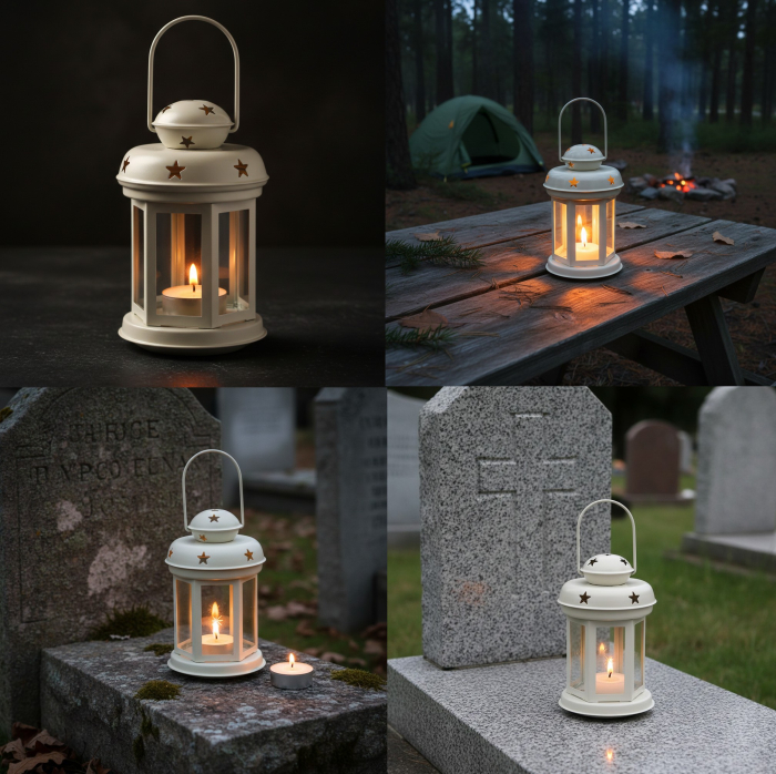 Felinar metalic, cu 2 lumanari pastila incluse, alb crem, Ø10x15.5 cm [2]