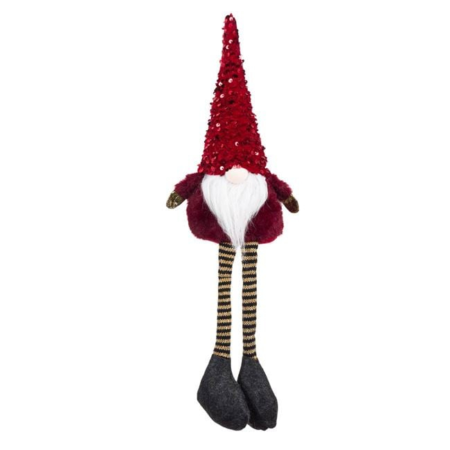 Figurina decorativa de Craciun, gnome cu caciula rosie paiete, 55 cm [1]