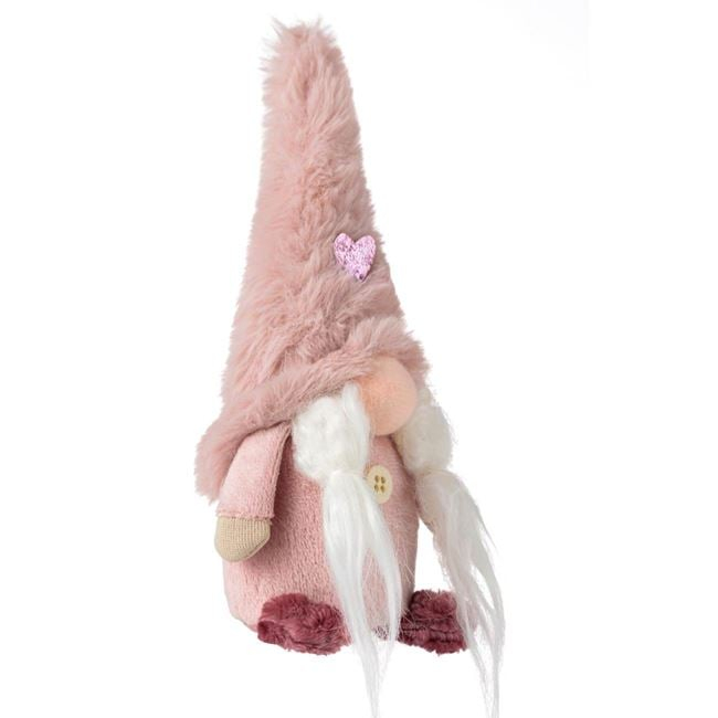 Figurina decorativa de Craciun, model gnome, blanita roz, 18 cm [1]