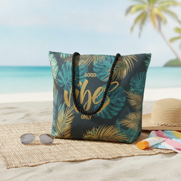 Geanta de plaja Good vibes only, 42x15x43cm [2]