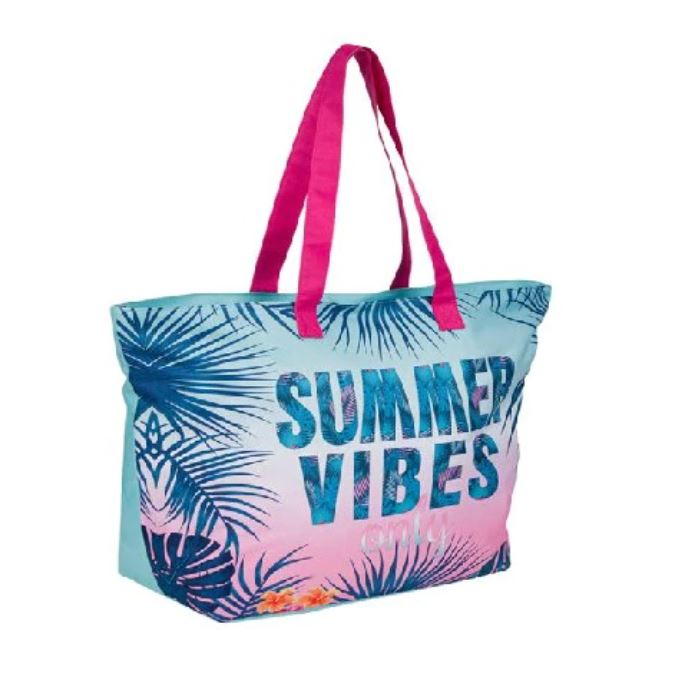 Geanta de plaja turcoaz Summer Vibes Only, 56x22x38 cm [2]