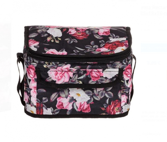 Geanta termoizolanta cu buzunar exterior, model floral, 25x18x16 cm [2]