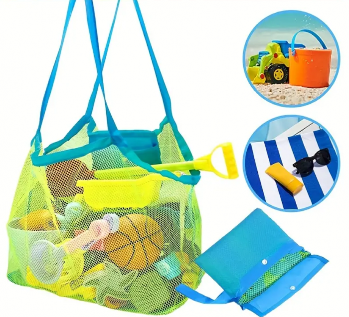 Geanta tip plasa, pentru jucarii de plaja, pliabila, 45x30x45 cm [4]