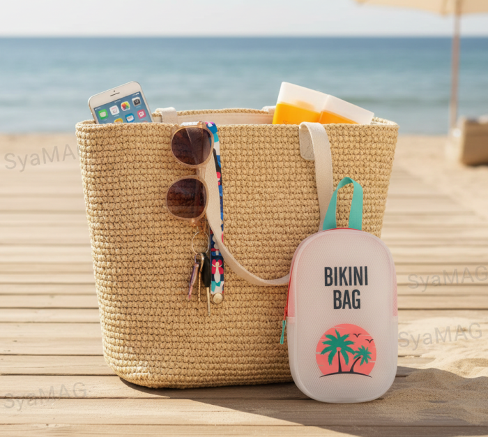 Geanta tip portfard, impermeabila, pentru plaja, 18x5x31 cm, protectie apa si nisip [5]