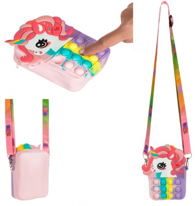 Gentuta Pop It, model Unicorn, pentru fete, din silicon, 8.5 x 3 x 13 cm [2]