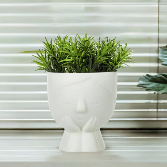Ghiveci in forma de fata cu plante artificiale, 9x9x15cm [3]