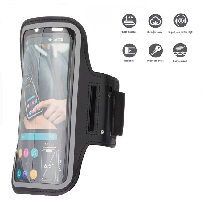 Husa sport pentru telefon, prindere pe brat, compatibilitate smartphone pana la 6,5 inch [2]