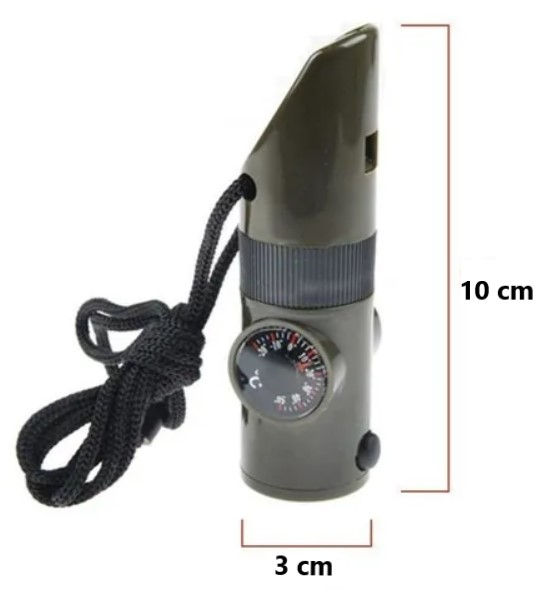 Instrument tactic 7 in 1, fluier, busola, termometru, lanterna LED, lupa, oglinda de semnalizare si lacas mic depozitare, 10x3 cm [3]