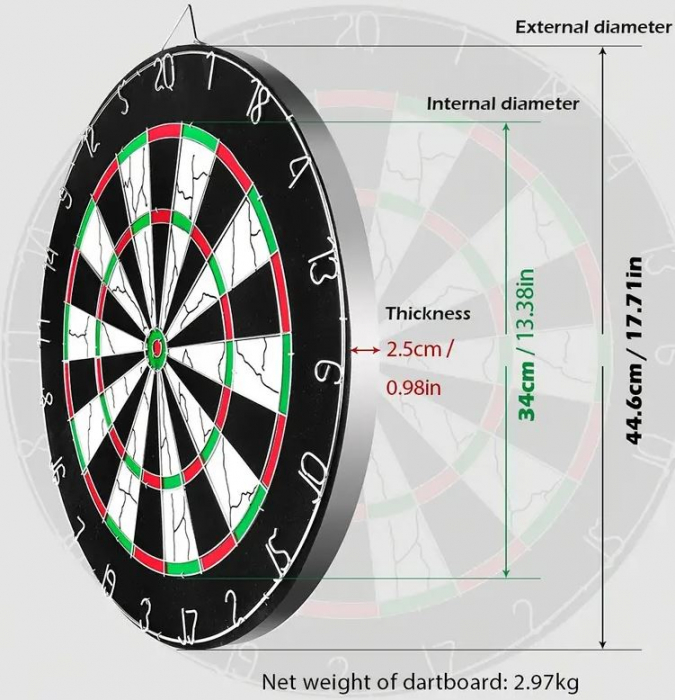 Tabla Darts, cu 2 fete, 5 sageti incluse, 44.6 cm [2]