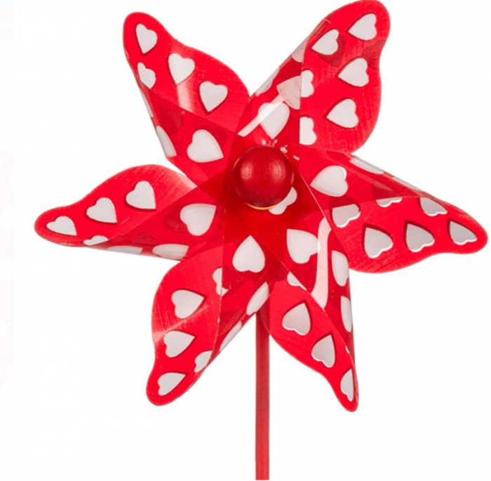 Jucarie morisca de vant, rosie cu inimioare, 27 cm [2]
