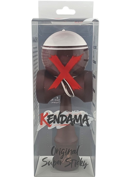 Kendama X originala, Profesionala Limited, din lemn, 18 cm, Super Sticky, Alb/Maro inchis, ata rezistenta de 35 cm [4]