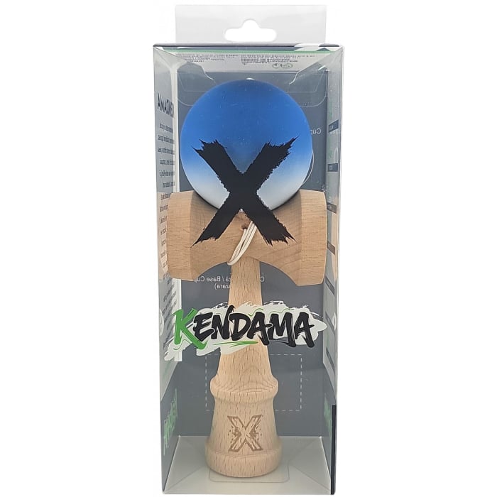 Kendama X Originala, Profesionala, lemn, Rubber Grip, albastru/alb [2]