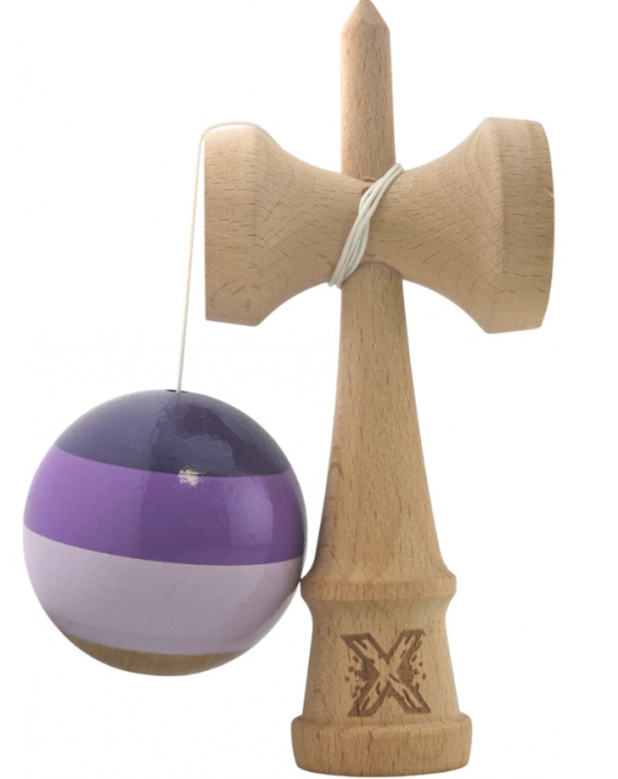 Kendama X Originala, Profesionala, Super Sticky din Lemn, 18 cm, Purpuriu/Mov/Lila [2]