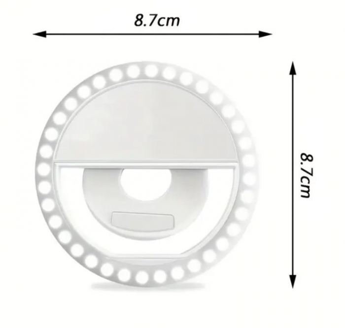 Lampa circulara LED, reincarcabila, pentru selfie-uri, LIVE streaming, incarcare prin USB [4]