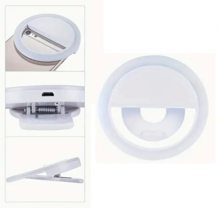 Lampa circulara LED, reincarcabila, pentru selfie-uri, LIVE streaming, incarcare prin USB [6]