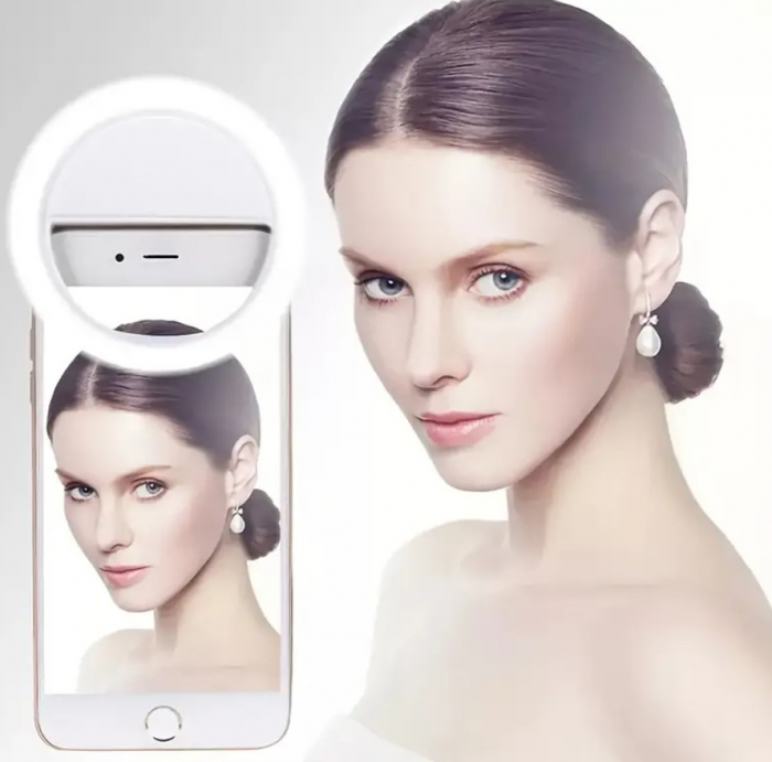 Lampa circulara LED, reincarcabila, pentru selfie-uri, LIVE streaming, incarcare prin USB [3]