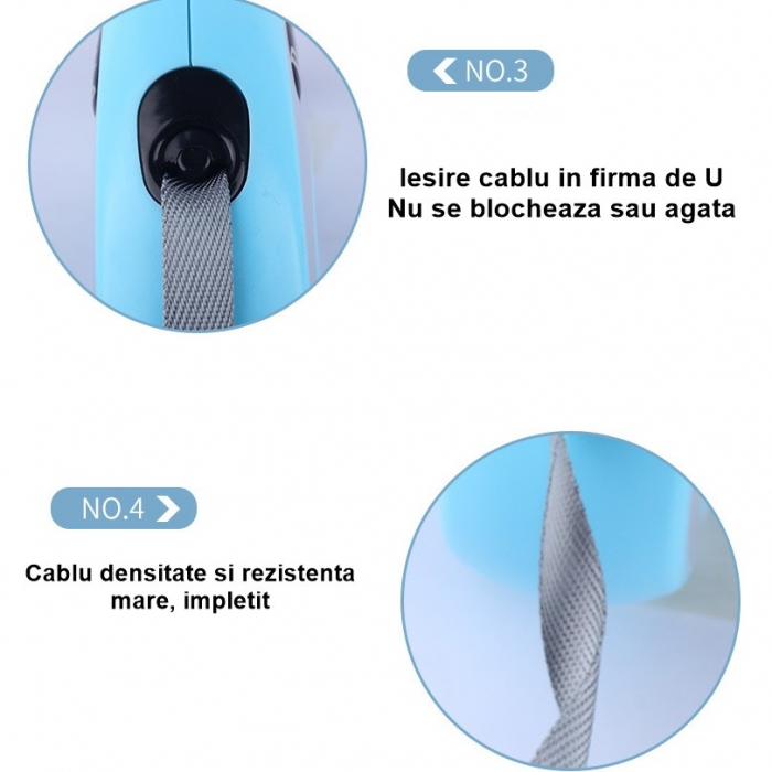 Lesa automata retractabila, pentru caini, 5 m, 20 kg, ABS, verde/bleu, 8x12x4 cm [5]