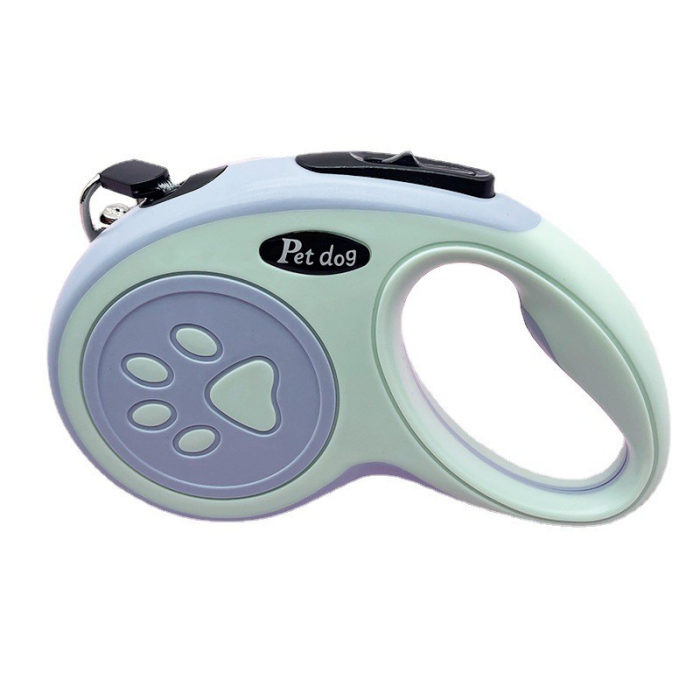 Lesa automata retractabila, pentru caini, 5 m, 20 kg, ABS, verde/bleu, 8x12x4 cm [2]