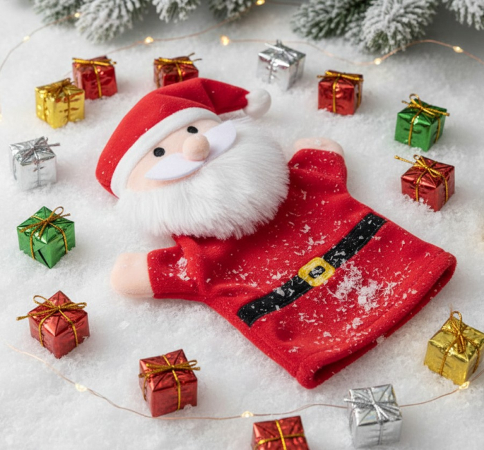 Marioneta de plus catifelata, Mos Craciun, 28 cm [2]