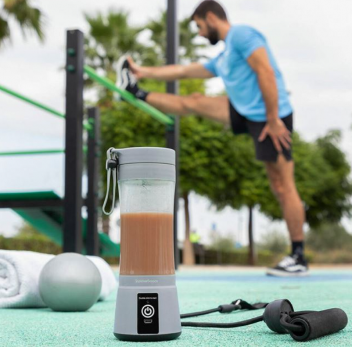 Mini blender portabil, reincarcabil USB, bleu, cu maner din silicon, 380 ml [3]