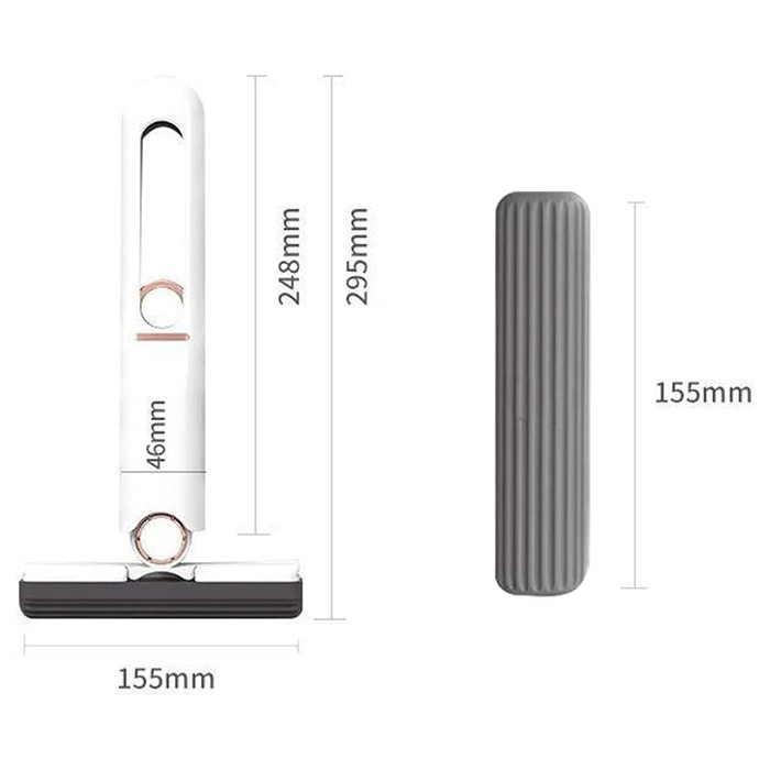 Mop de mana, mini-portabil, cu sistem de stoarcere, dispozitiv de curatat manual, cu burete absorbant, material PVA, multisuprafete si geamuri, 29.5 x 15.5 cm, alb [7]