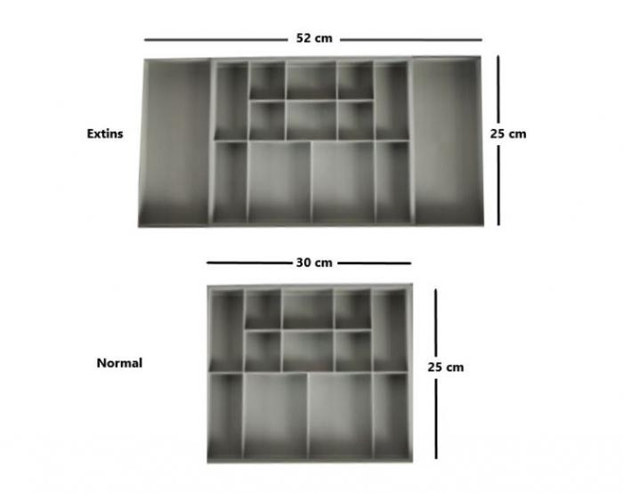 Organizator extensibil pentru sertar, plastic, gri, 30/52cmx25cmx3.8 cm [2]