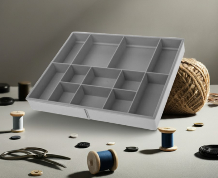 Organizator extensibil pentru sertar, plastic, gri, 30/52cmx25cmx3.8 cm [3]