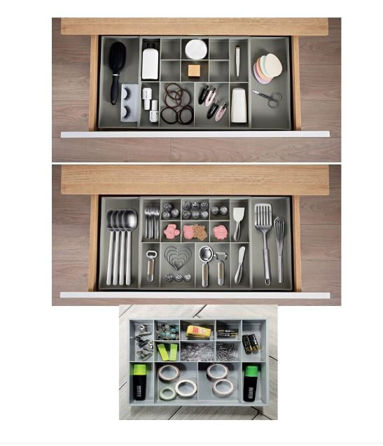 Organizator extensibil pentru sertar, plastic, gri, 30/52cmx25cmx3.8 cm [4]