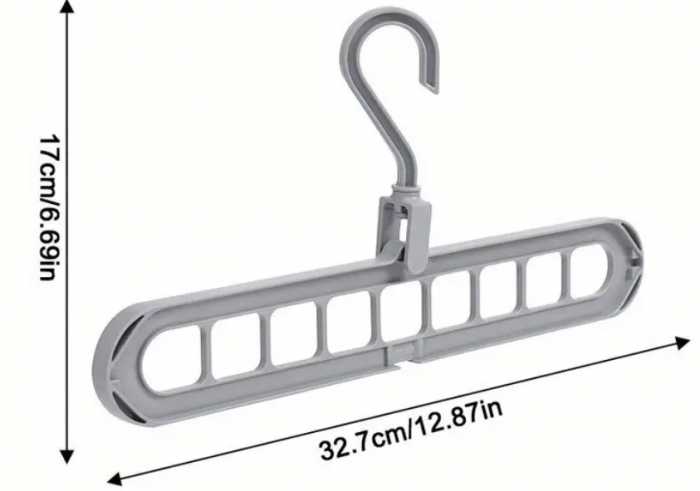 Organizator pentru 9 umerase, 2 pozitii orizontal/vertical, plastic, gri, 32x17 cm [5]