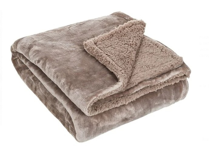 Patura catifelata cu 2 fete, maro, 160x130 cm [2]