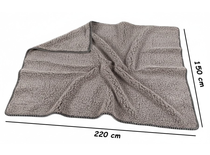 Patura moale si confortabila, cu doua fete, 220x150 cm, taupe, imitatie blana [3]