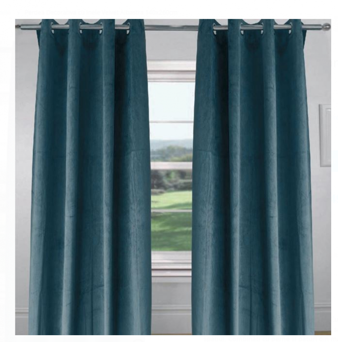 Perdea decorativa cu inele, eleganta, bleumarin, Syamag, 140x260 cm [3]