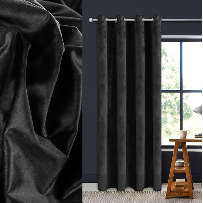 Perdea decorativa cu inele, eleganta, neagra, Syamag, 140x260 cm [3]
