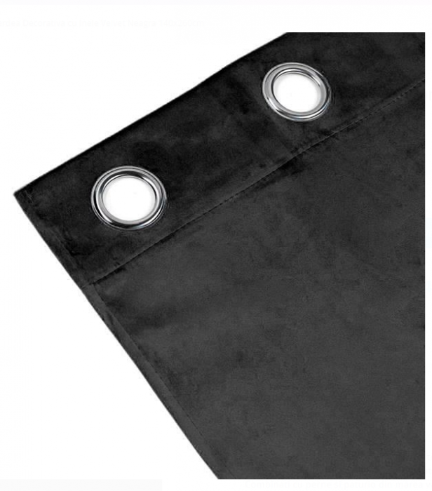Perdea decorativa cu inele, eleganta, neagra, Syamag, 140x260 cm [2]