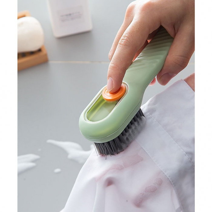Perie pentru curatare cu recipient pentru detergent, cu peri moi, 17.3 x 4.5 x 6 cm,  Verde [7]
