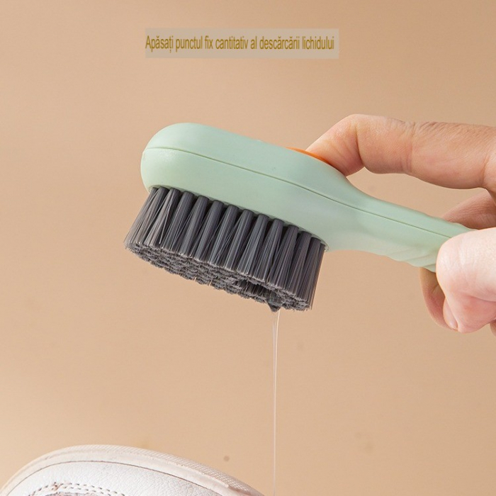 Perie pentru curatare cu recipient pentru detergent, cu peri moi, 17.3 x 4.5 x 6 cm,  Verde [4]