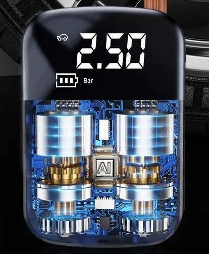 Pompa de aer, compresor ,portabila, 150 PSI, pentru anvelope si mingi, 2000 mAh, afisaj digital [5]